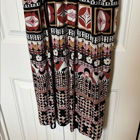 Westbound Black, Pink & Brown Geometric Midi Dress - Picture 8 of 10